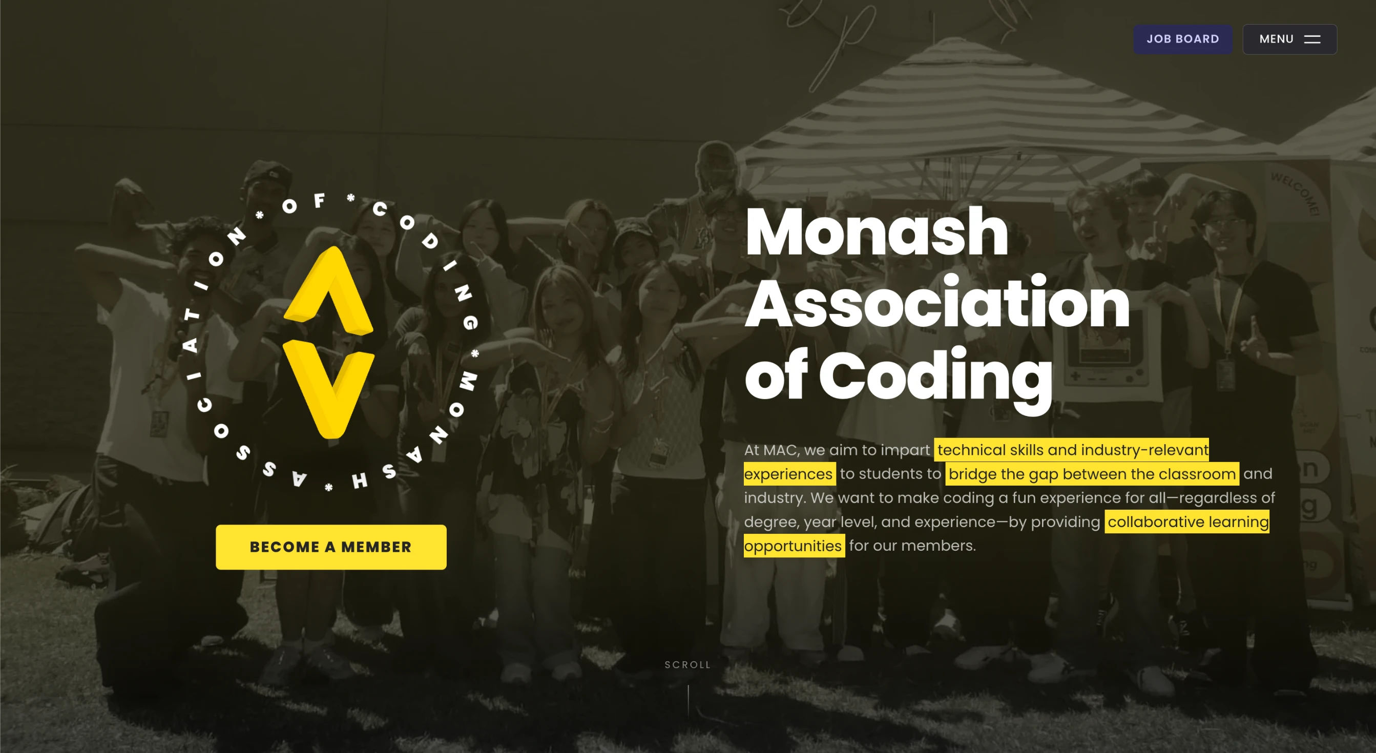 Monash Association of Coding website screenshot
